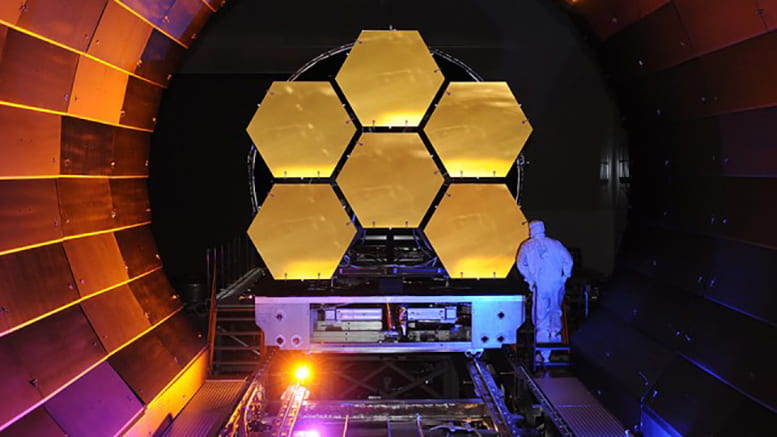 Flight mirrors for the James Webb Space Telescope. Photo by Ball Aerospace