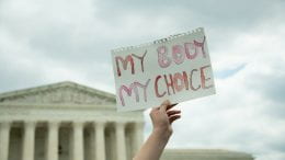 Protesters gather at the Supreme Court in Washington, D.C. in response to the court’s decision to overturn Roe v. Wade.