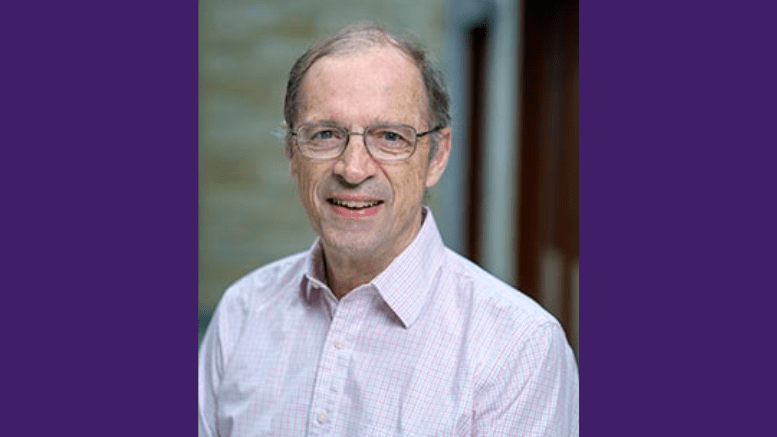 Professor George Schatz is pictured in front of a dark purple background.