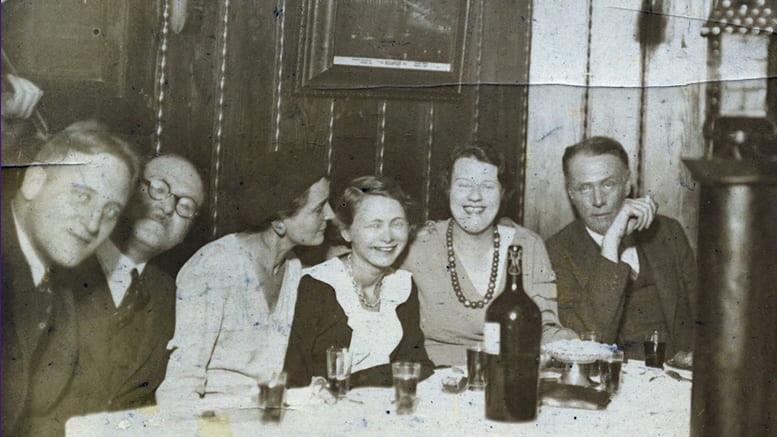 The globetrotting reporters of Cohen's "Last Call" were in Vienna in 1934 when the battle between social democracy and fascism was being joined. Left to right are: John Gunther, M.W. Fodor, Martha Fodor, Frances Gunther, Dorothy Thompson and Sinclair Lewis.