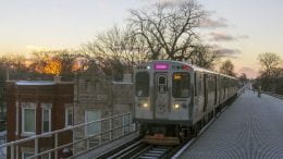A Pink Line train traveling along 21st Street in Lawndale. According to the new study, neighborhoods on Chicago's West Side, including North and South Lawndale, have 32% higher concentrations of nitrogen dioxide than the rest of the city.