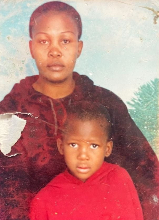 Tebogo as a child with his mother